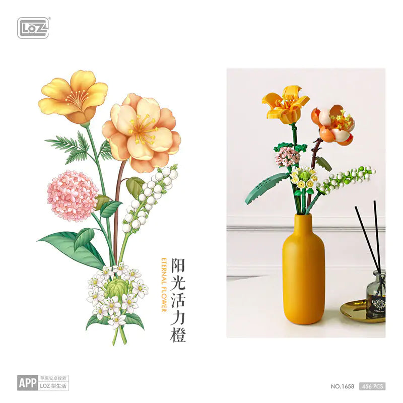 Romantic Flower Bouquet Building Blocks Anime Figure ToyRomantic Flower Bouquet Building Blocks Anime Figure Toy