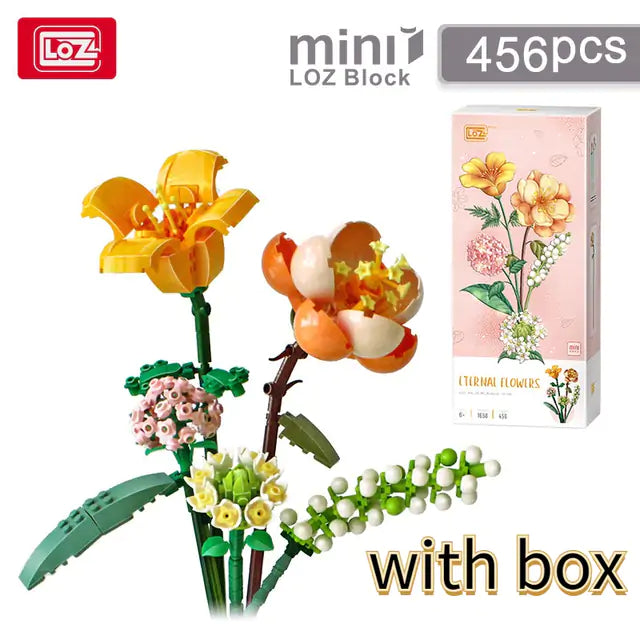 Romantic Flower Bouquet Building Blocks Anime Figure Toy