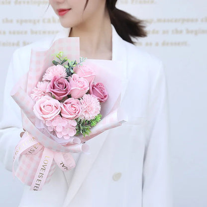 Artificial Soap Rose Carnation Flower Bouquet