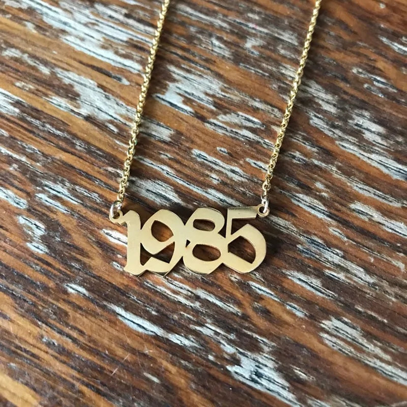 Personalized Gothic Date Necklace