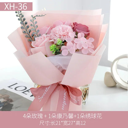 Artificial Soap Rose Carnation Flower Bouquet