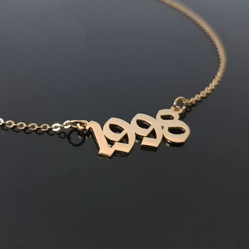 Personalized Gothic Date Necklace