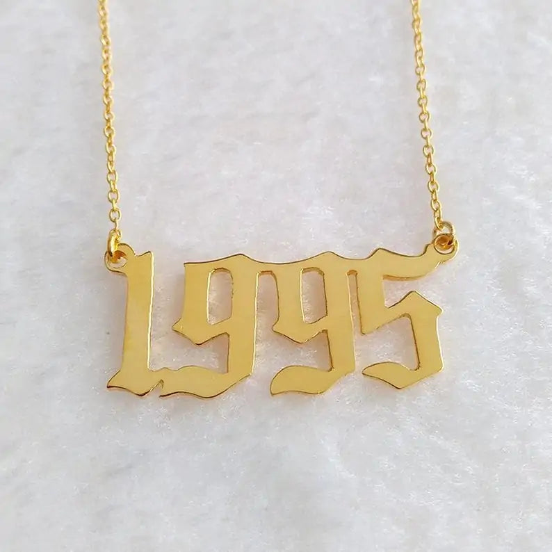 Personalized Gothic Date Necklace