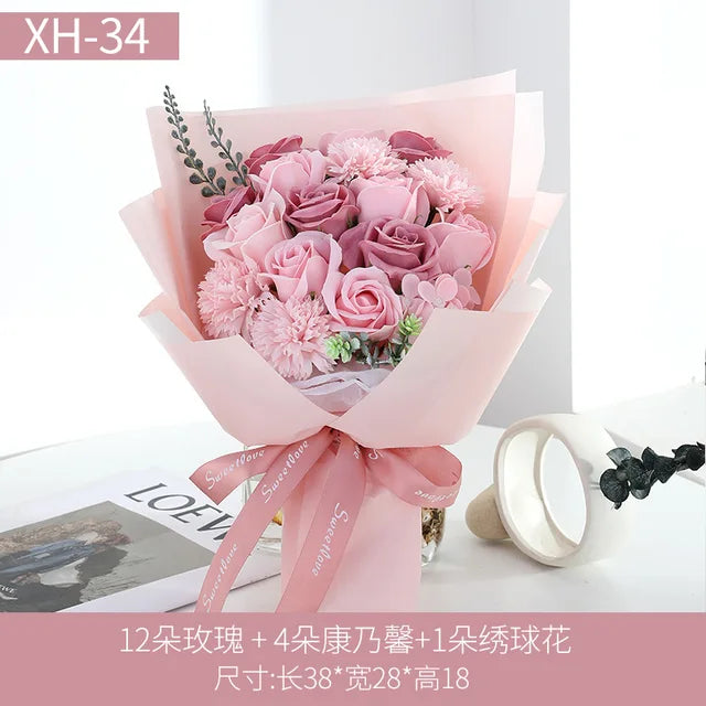 Artificial Soap Rose Carnation Flower Bouquet