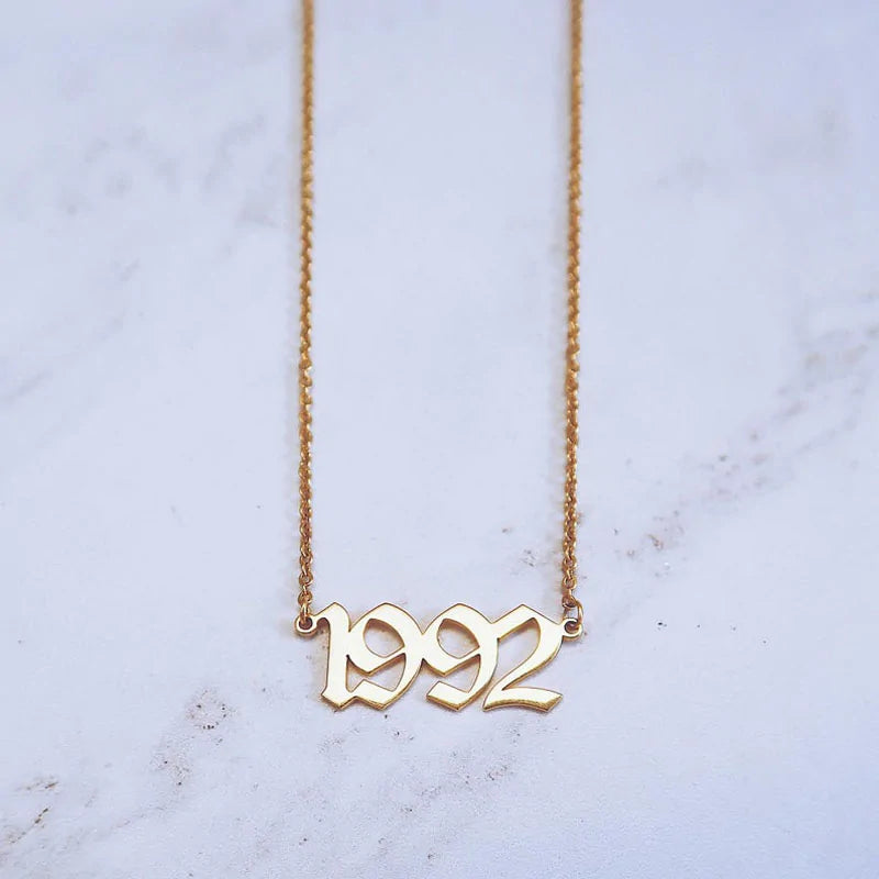 Personalized Gothic Date Necklace